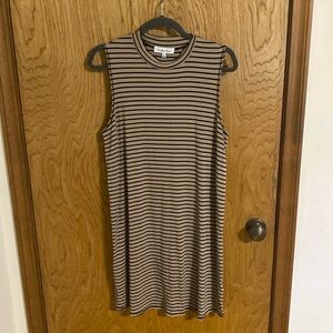 Another Love Tan and Black Stripes Loose Fit Tank Dress Large